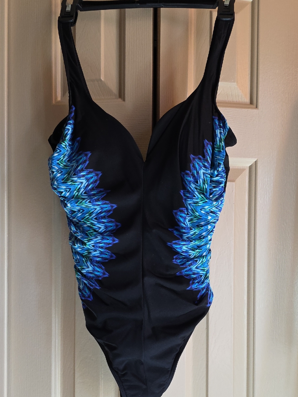 Miraclesuit Black Swimsuit with Blue & Green Colors